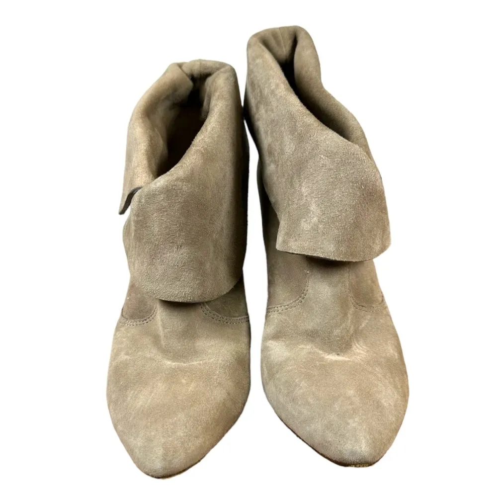 Via Spiga Suri Taupe Suede Foldover Stiletto Heeled Booties Women's Size 6 - Image 8