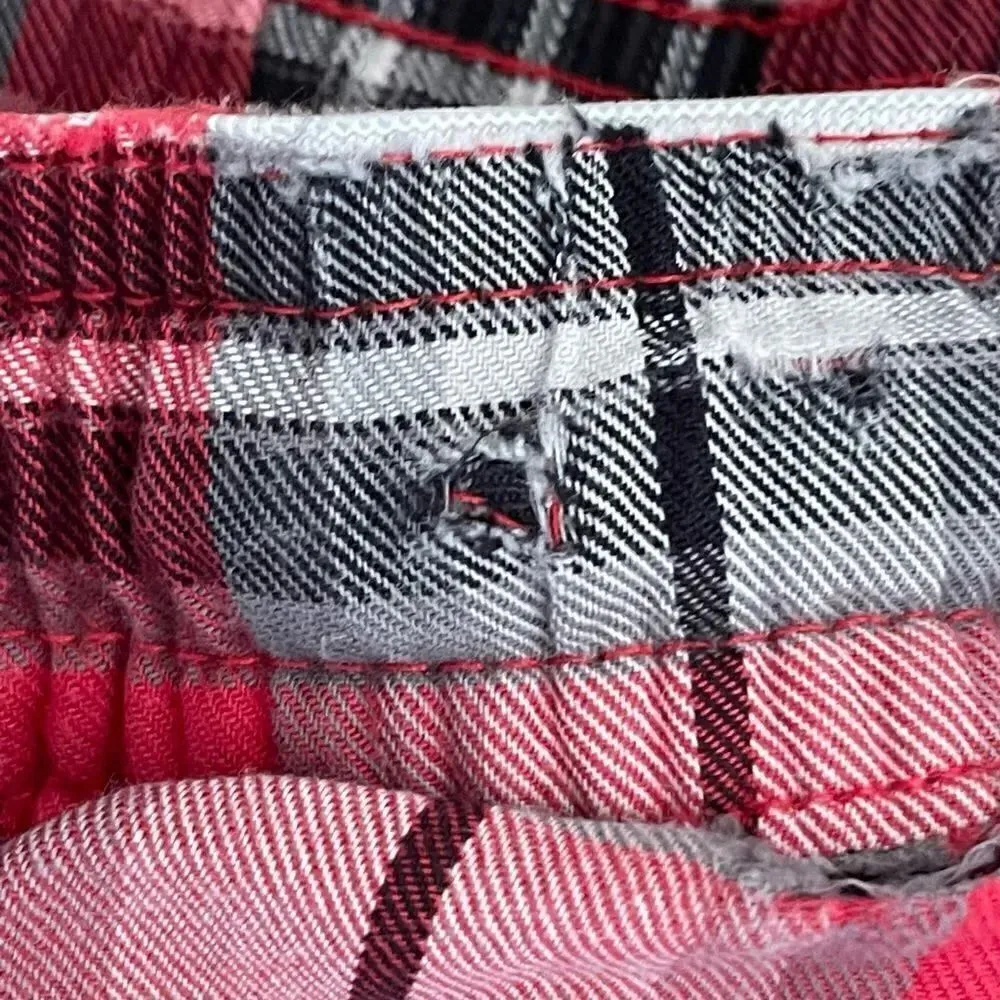 Life is Good Red Black White Cozy Soft Plaid Flannel Unisex  Pajama Pants M - Image 3
