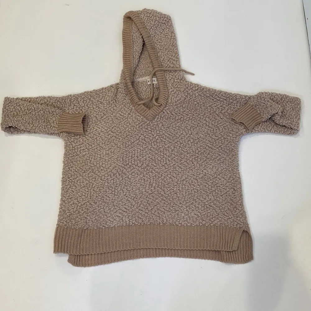 Knox Rose V-Neck Pullover Hooded Chunky Popcorn Knit Sweater EUC Sz M Stretch - Image 6