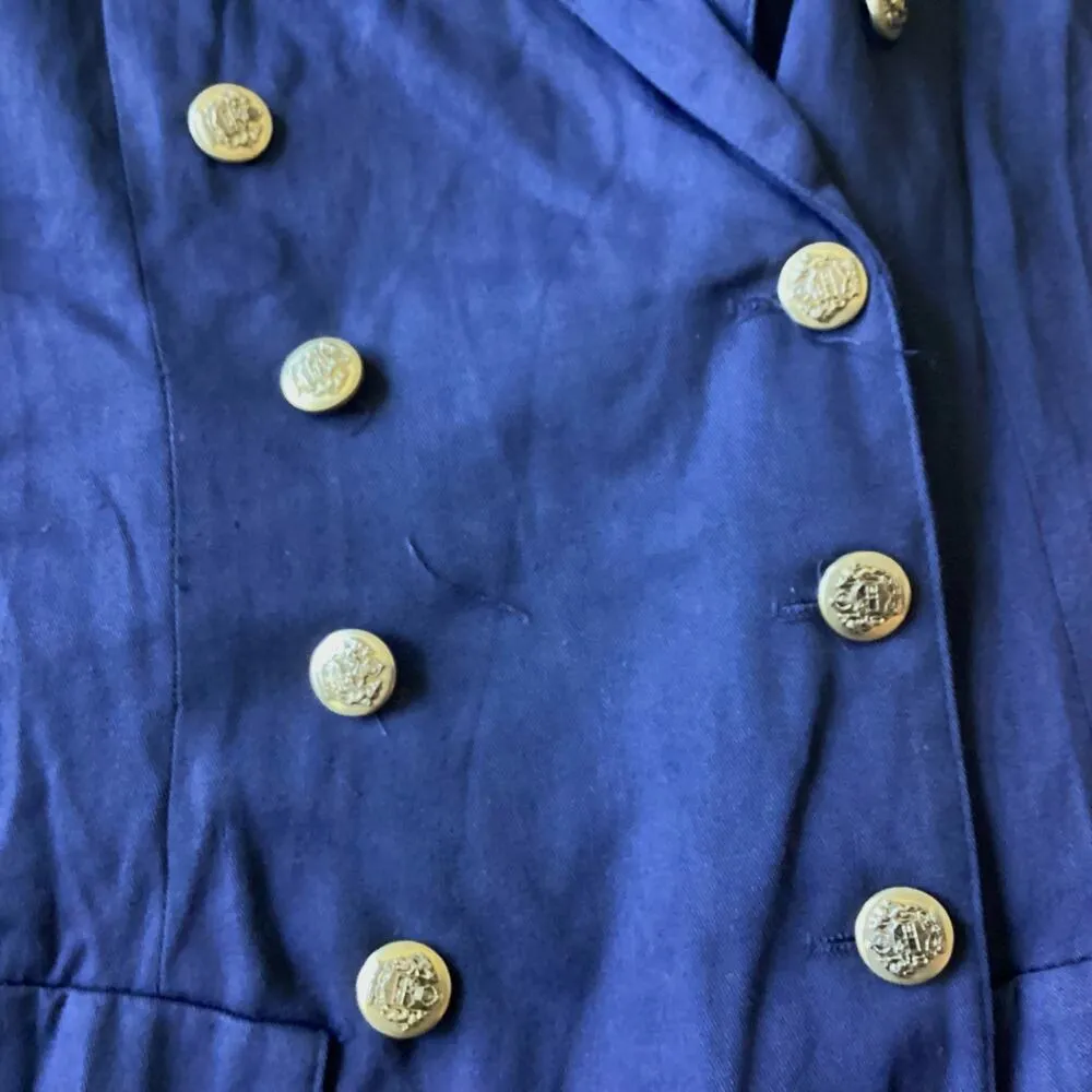 Vintage Military Style Blazer Blue Size M - Image 7