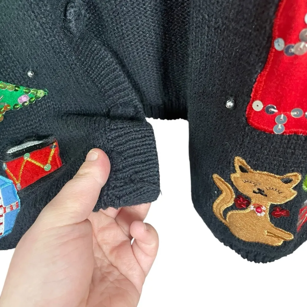 Basic Editions Eclectic Ugly Christmas Sweater Vest in Black Multi Size 2X - Image 6