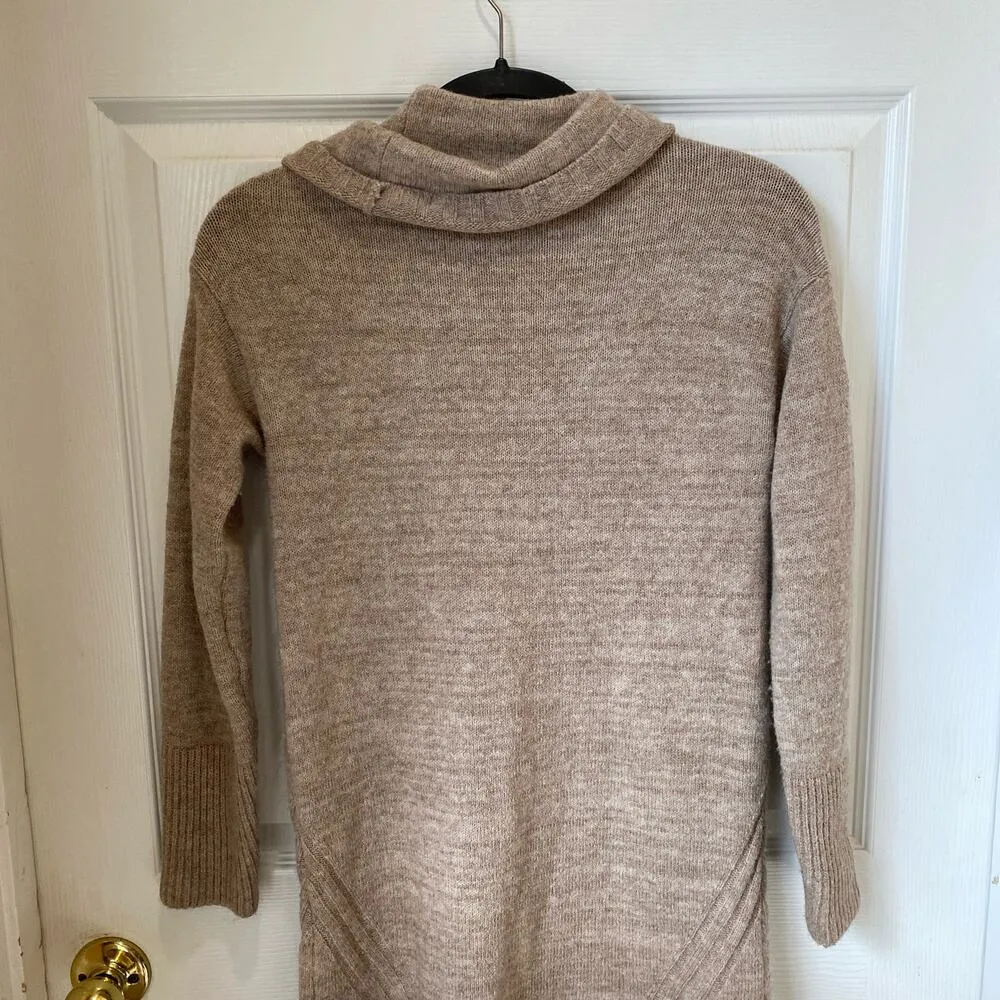 ANTHROPOLOGIE Sonoran Cowl Neck Sweater Dress Size XS Tan Beige Wool Blend - Image 5