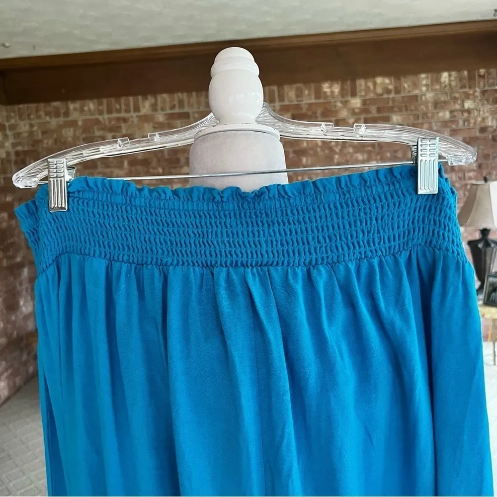 Ashley Stewart Pants Wide Leg Cropped Blue 18/20 Smock Waist Vacation Party Chic - Image 8