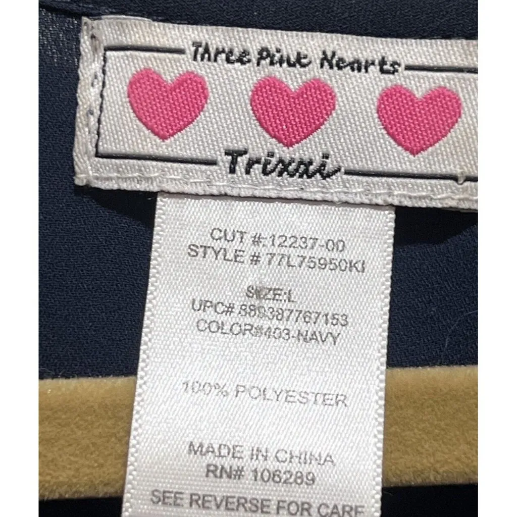 Three Pink Hearts ~ Sleeveless Embroidered Blue Colored Blouse ~ Size Medium - Image 5