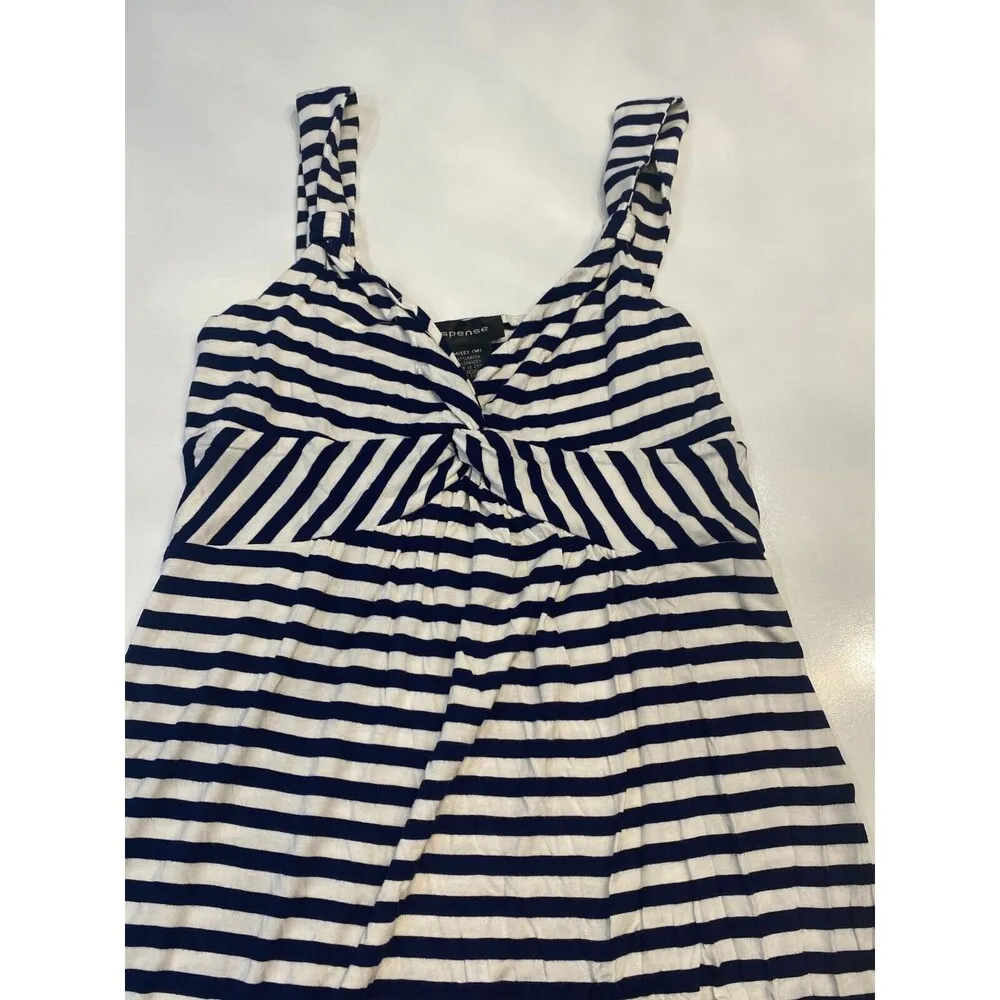 Spense Missy Size M Navy Blue and White Striped Maxi Tank Dress V - Image 3