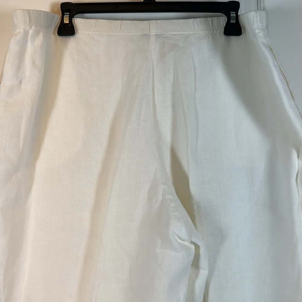 J Jill White 100% Linen Cropped Pants Size Large EUC #AL-2062 - Image 5