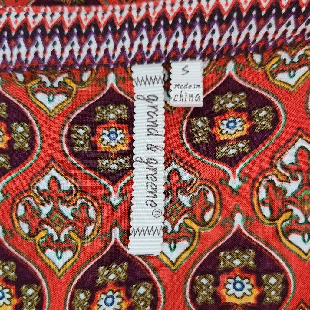 Grand & Greene Orange Blouse Size Small Orange Boho Top Colorful Boho Blouse - Image 5