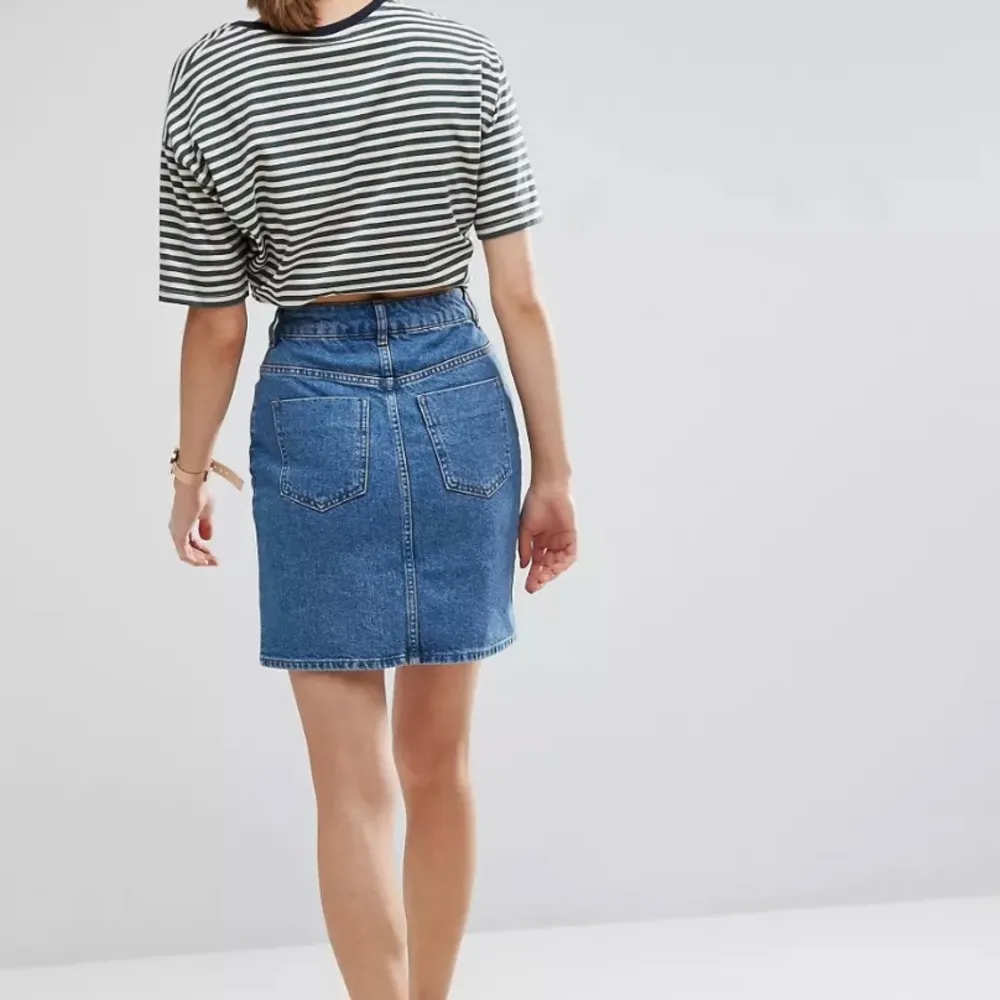 ASOS DESIGN Denim High Waisted Skirt In Midwash - Image 3