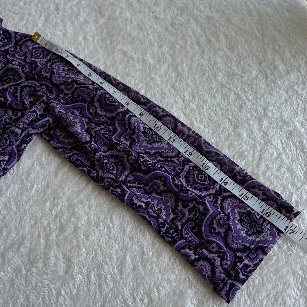 Dana Buchman Printed Tunic Top Womens S Purple Cowl Neck Blouse Boho Chic Office - Image 7