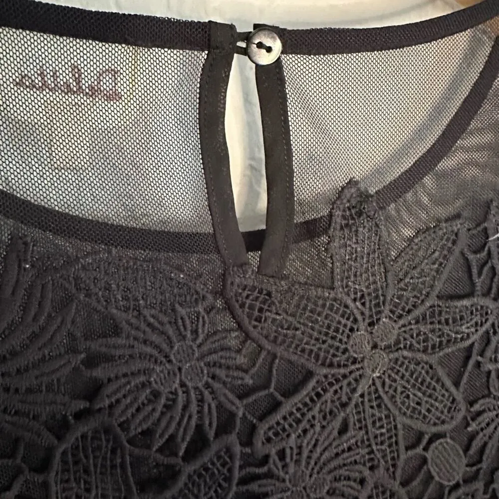 Anthropologie Deletta Black Blue Lace Babydoll Top Blouse Witchy Whimsygoth - Image 5