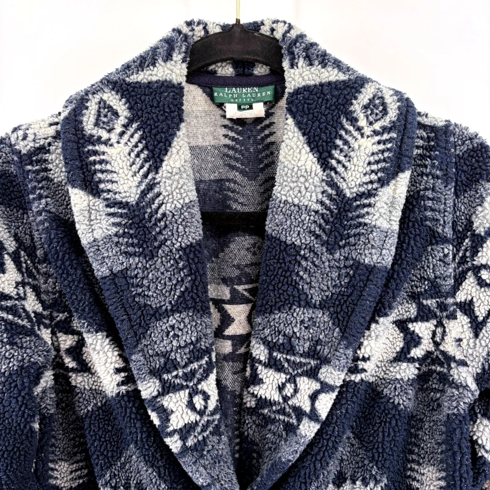 Vtg Lauren Ralph Lauren Navajo Aztec Fleece Jacket Womens Small Petite Southwest - Image 6
