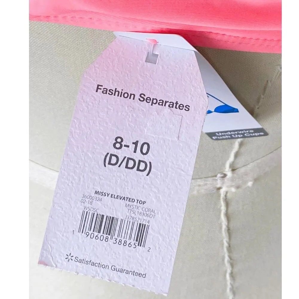 NWT ~ Mystic Coral Push Up Embroidered & Beaded Bikini Top Swimsuit ~ Size 8/10 Orange - Image 7