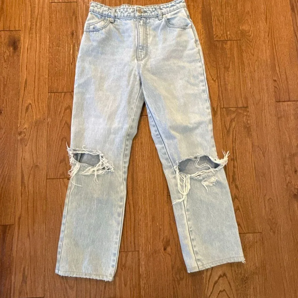 Rolla’s the original ultra high rise straight jeans distressed knee 27 Blue - Image 4