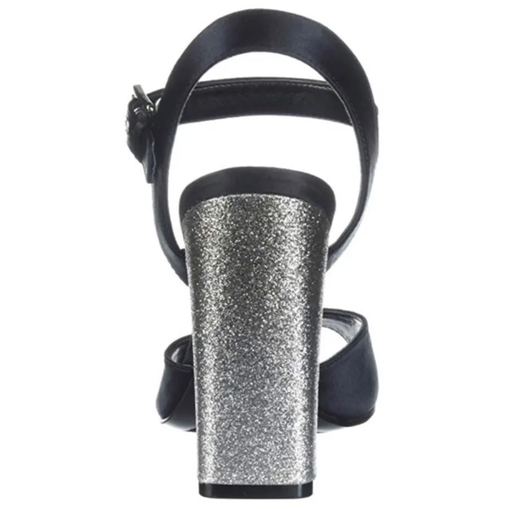 new Guess ☀︎︎ Glitter Heel Heeled Ankle Wrap Sandals ☀︎︎ Peep Toe ☀︎Black 9.5M - Image 3