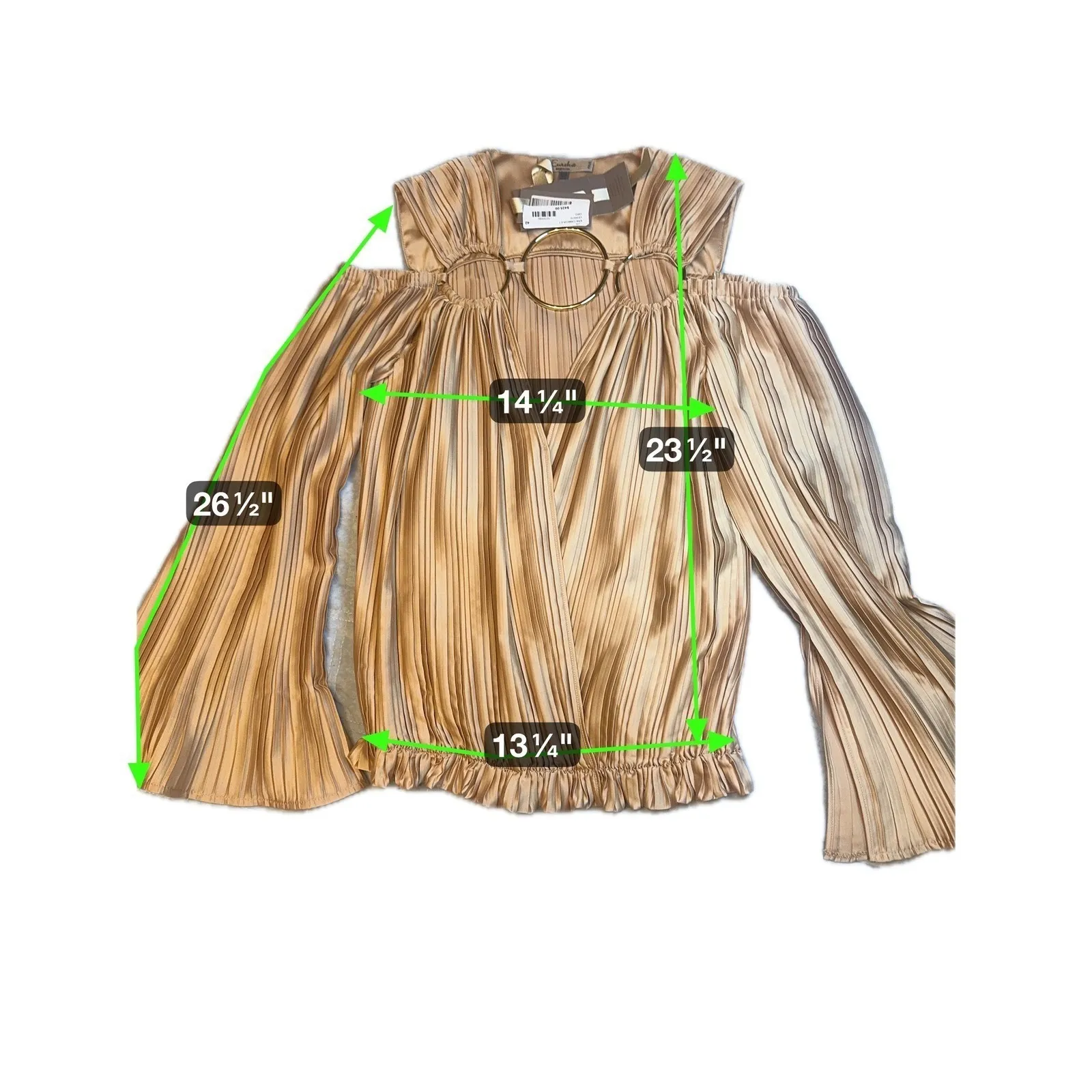 Eureka Gold Pleated Ring Detail Top – NWT – Size 42 – Retail $495‎ - Image 3