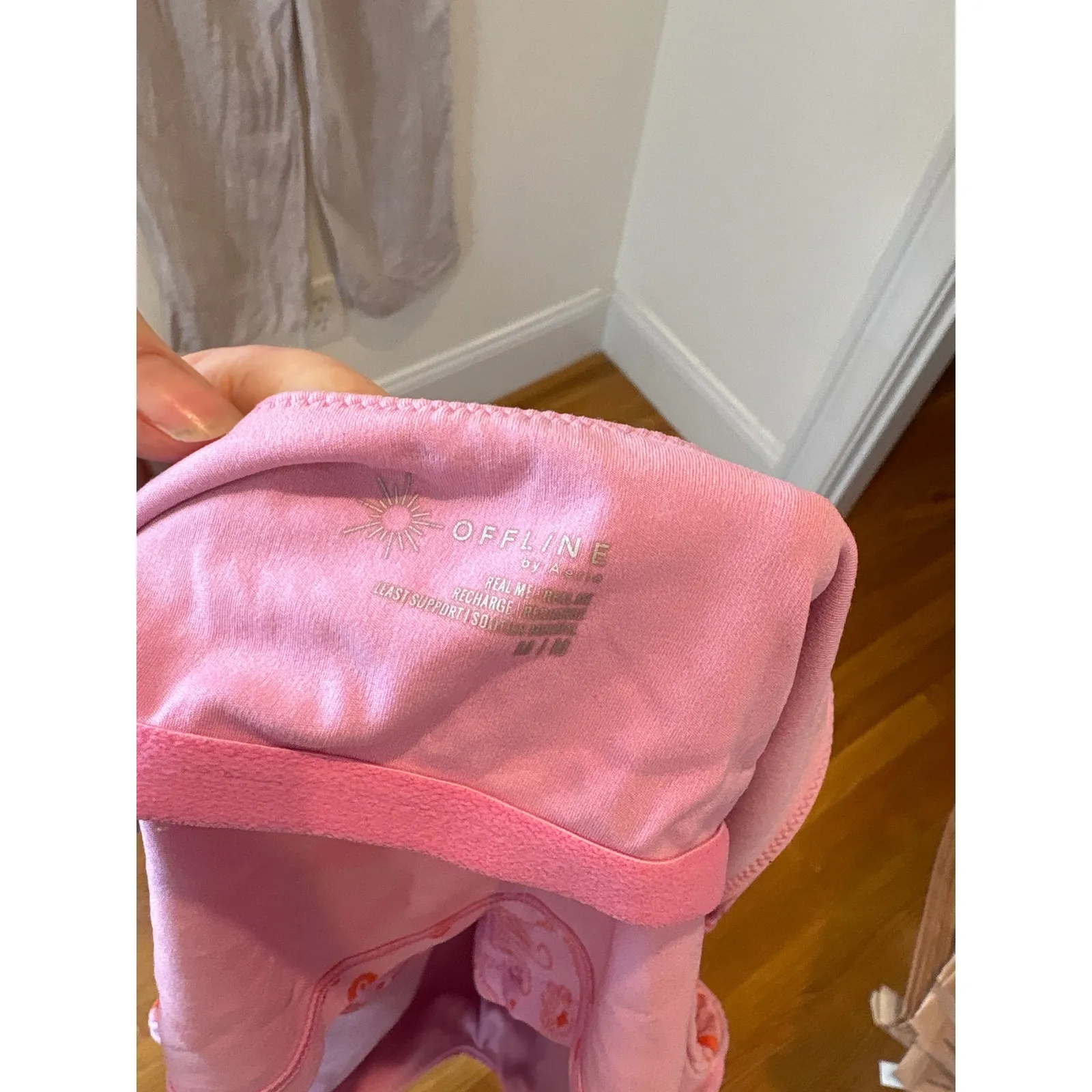 Offline by Aerie Pink Orange Paisley Print Cropped Tank Top Bra Athletic Size M Size M - Image 3