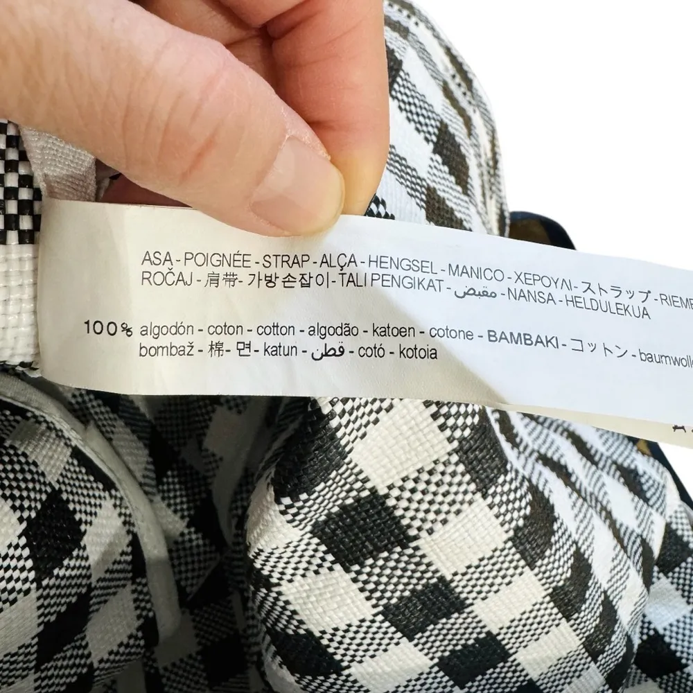 Zara huge large cotton checker/ gingham carryall bag - Image 4