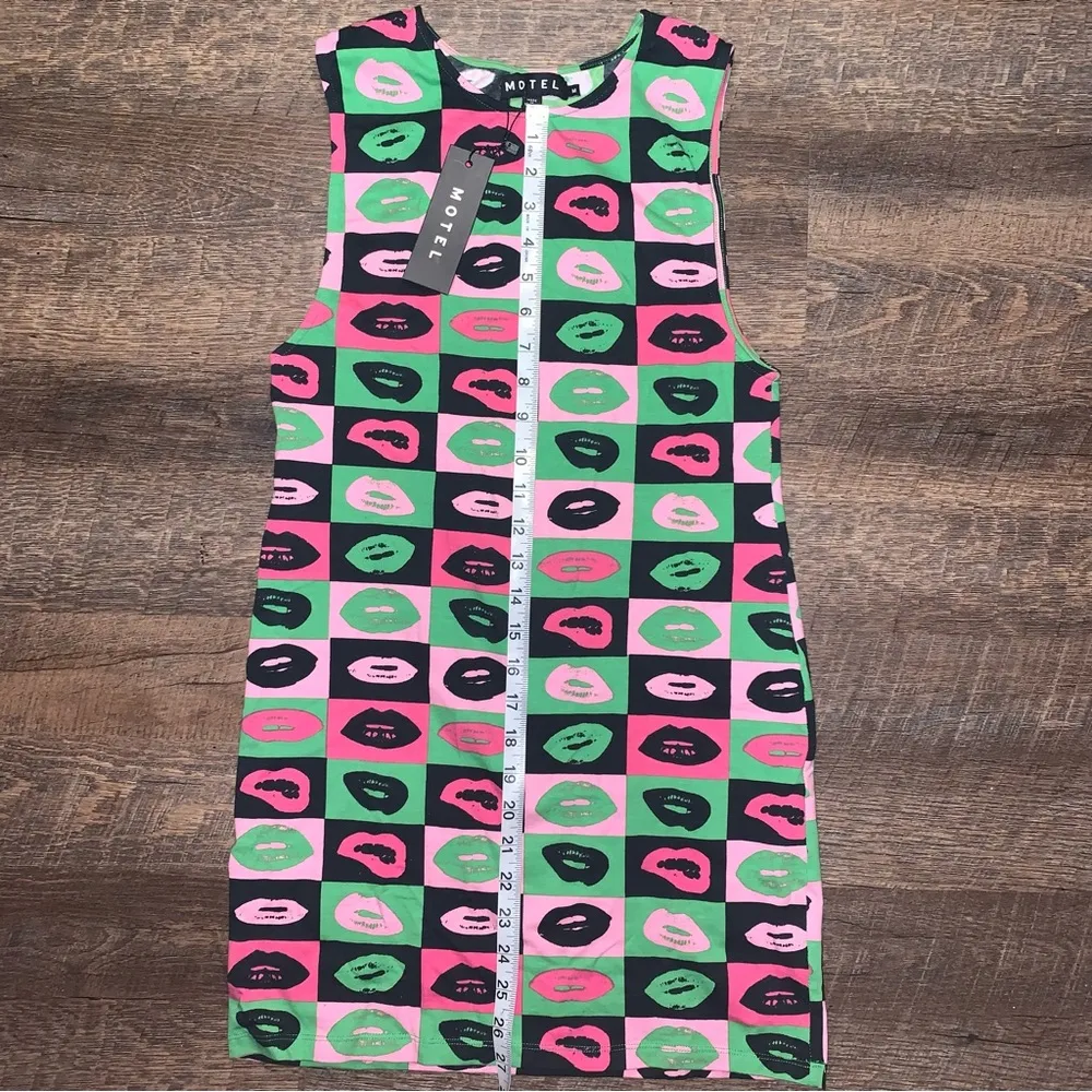 Motel Rocks Gele Mini Dress In Lips Green Pink Women’s Size Medium New with Tags - Image 5