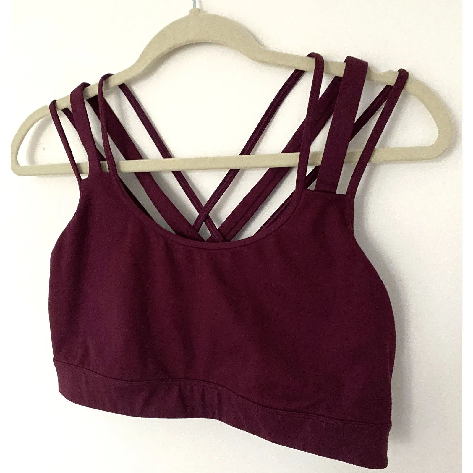 Victorias Secret Live On Point Strappy Back Sports Bra Wine Stretch Active No Sz - Image 3