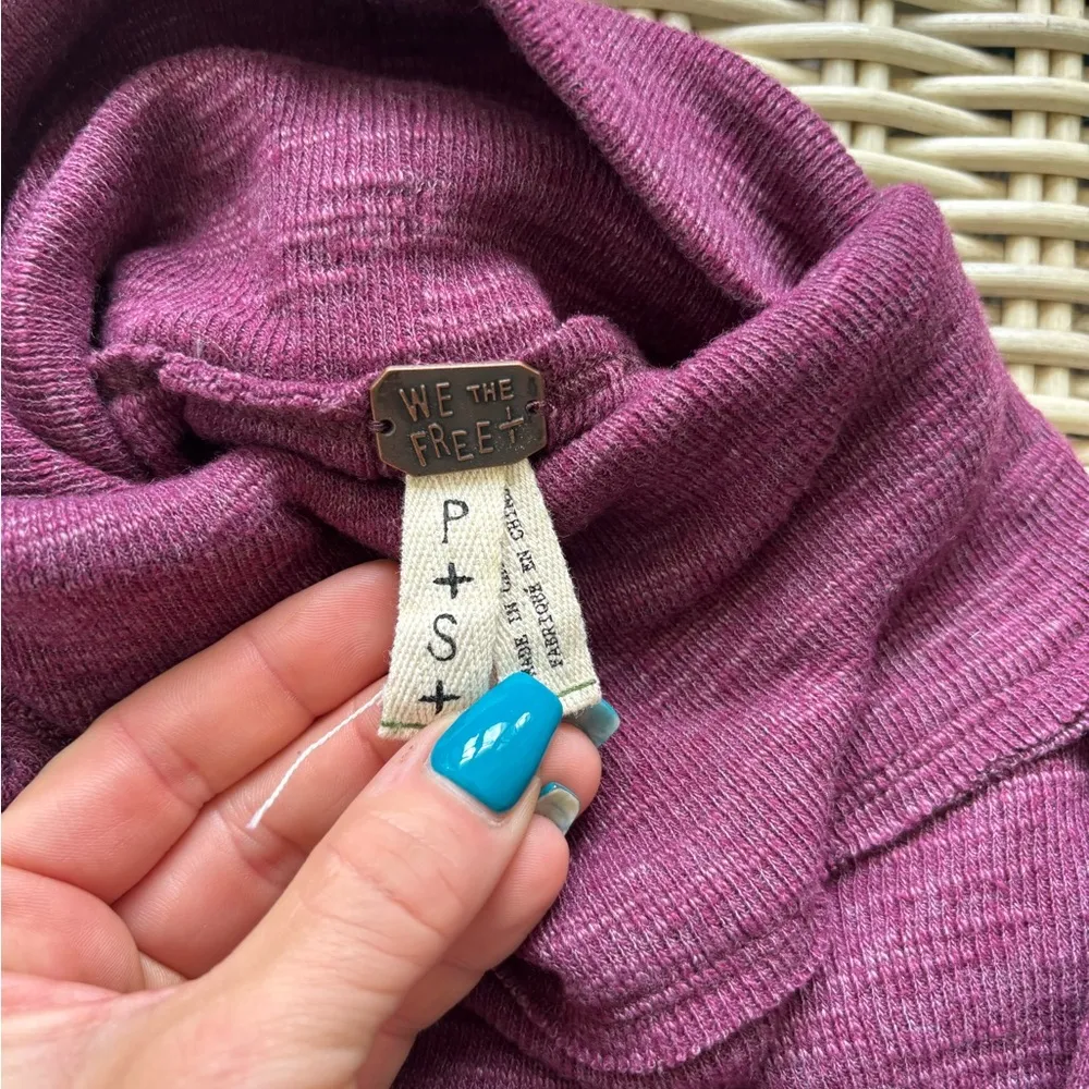 We The Free Tara Split Back Turtleneck Thermal Sweater small boho layered staple - Image 9