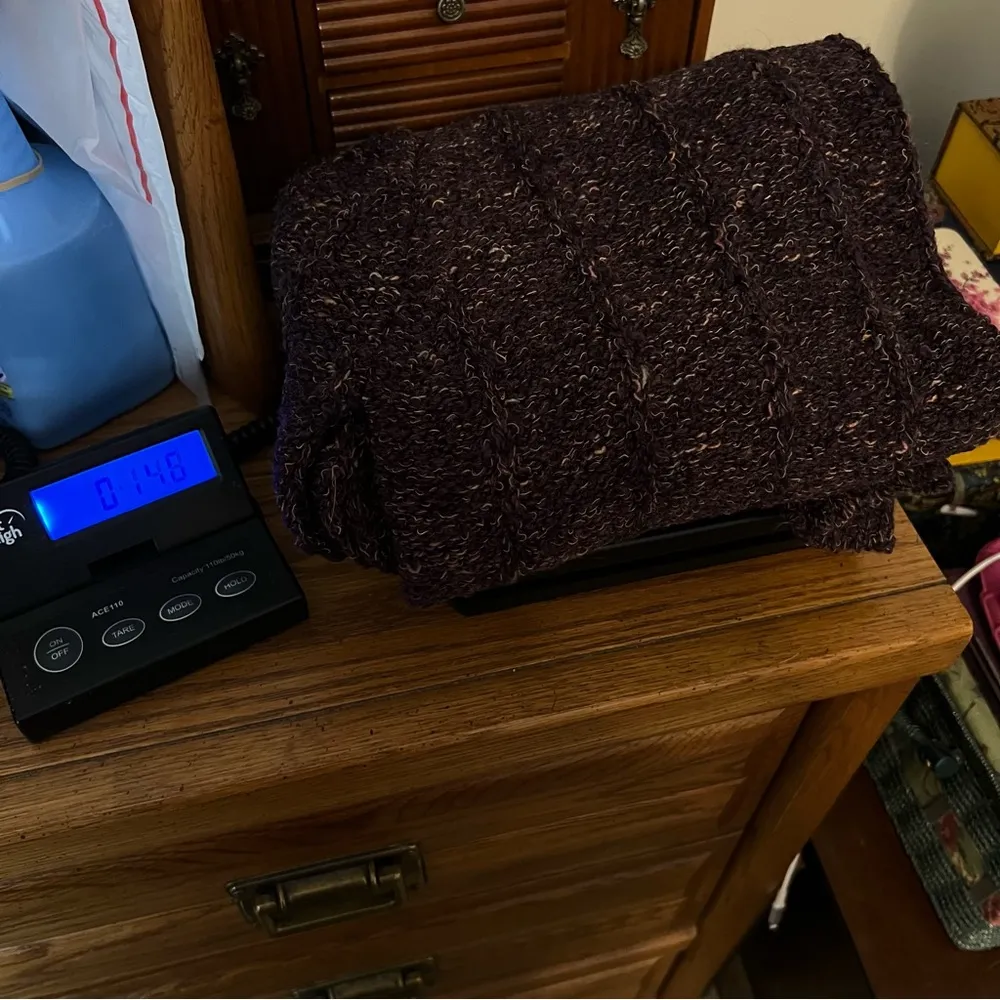 VTG Dressbarn Turtleneck Sweater Woman’s Size Medium Cable Knit purple Textured - Image 10