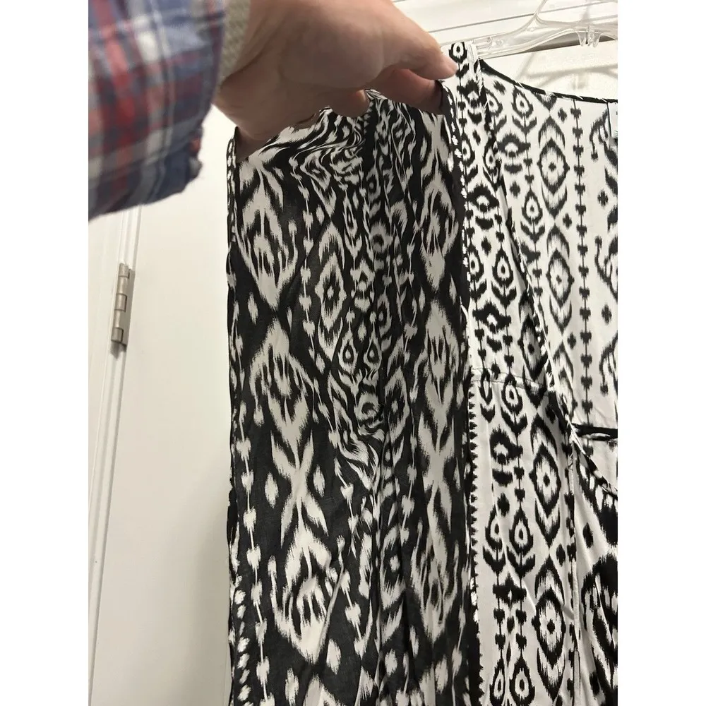 Perfectly Palm Beach Dress Swim Coverup Womens Black White Boho Batik Medium - Image 5
