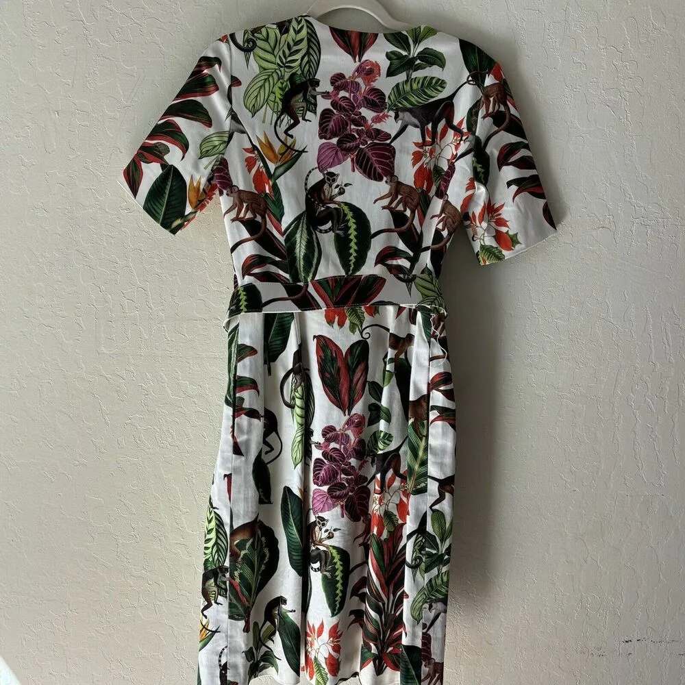 NWT Oscar De La Renta Monkey Leaf Print Dress - Image 8
