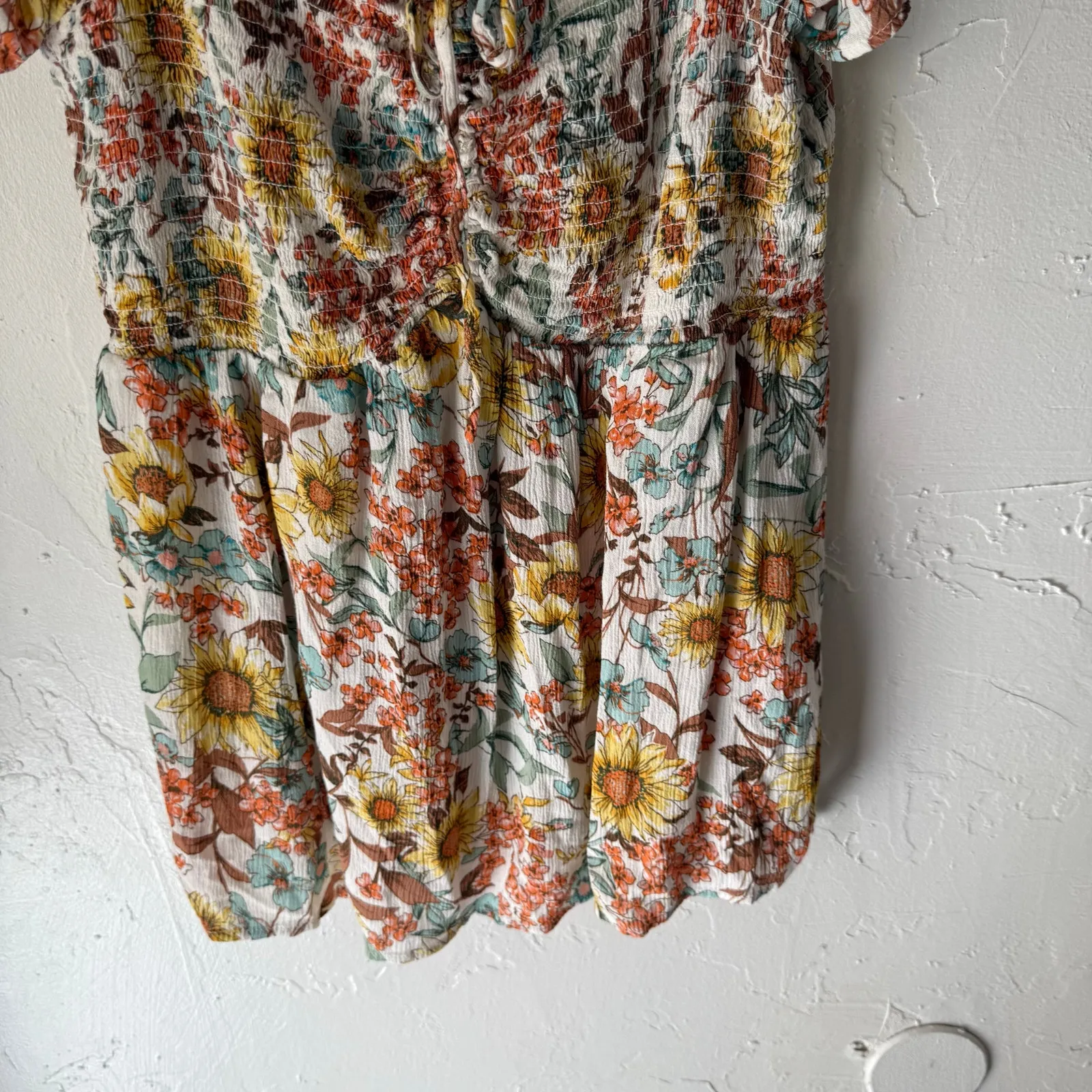 Maurices Y2k Size Large‎ Sunflower Floral Flutter Sleeves Babydoll Top - Image 3
