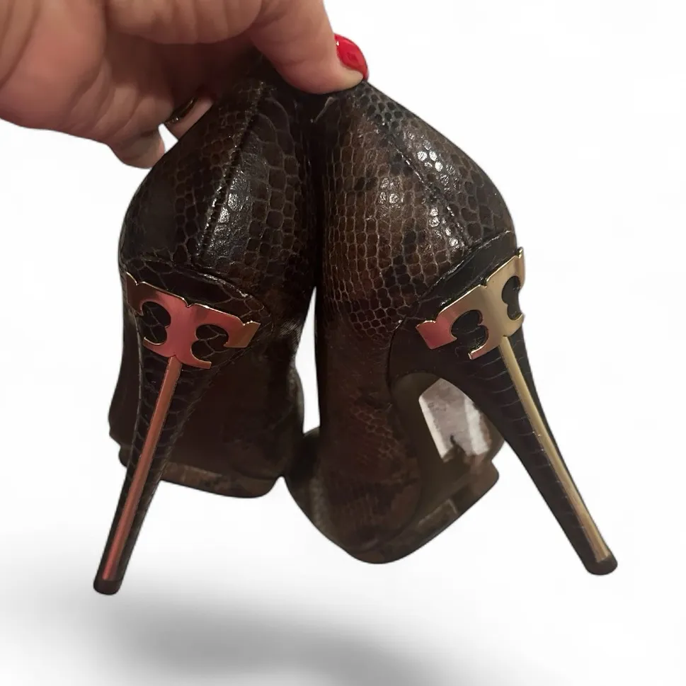 Tory Burch Jude Amazing Snakeskin Leather Stiletto Heel Platform Shoes Pumps 8.5 - Image 5