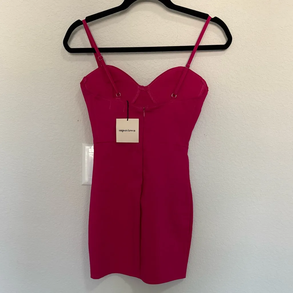 Superdown Oliviah Bustier Hot Pink Sexy Bodycon Mini Dress XS Extra Small NEW - Image 7