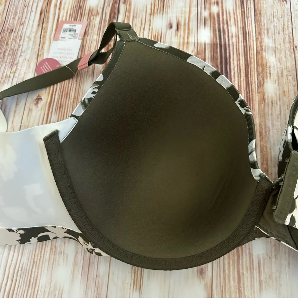Cacique Green Floral Print Totally Smooth Lightly Lined Full Coverage Bra 38DD - Image 10