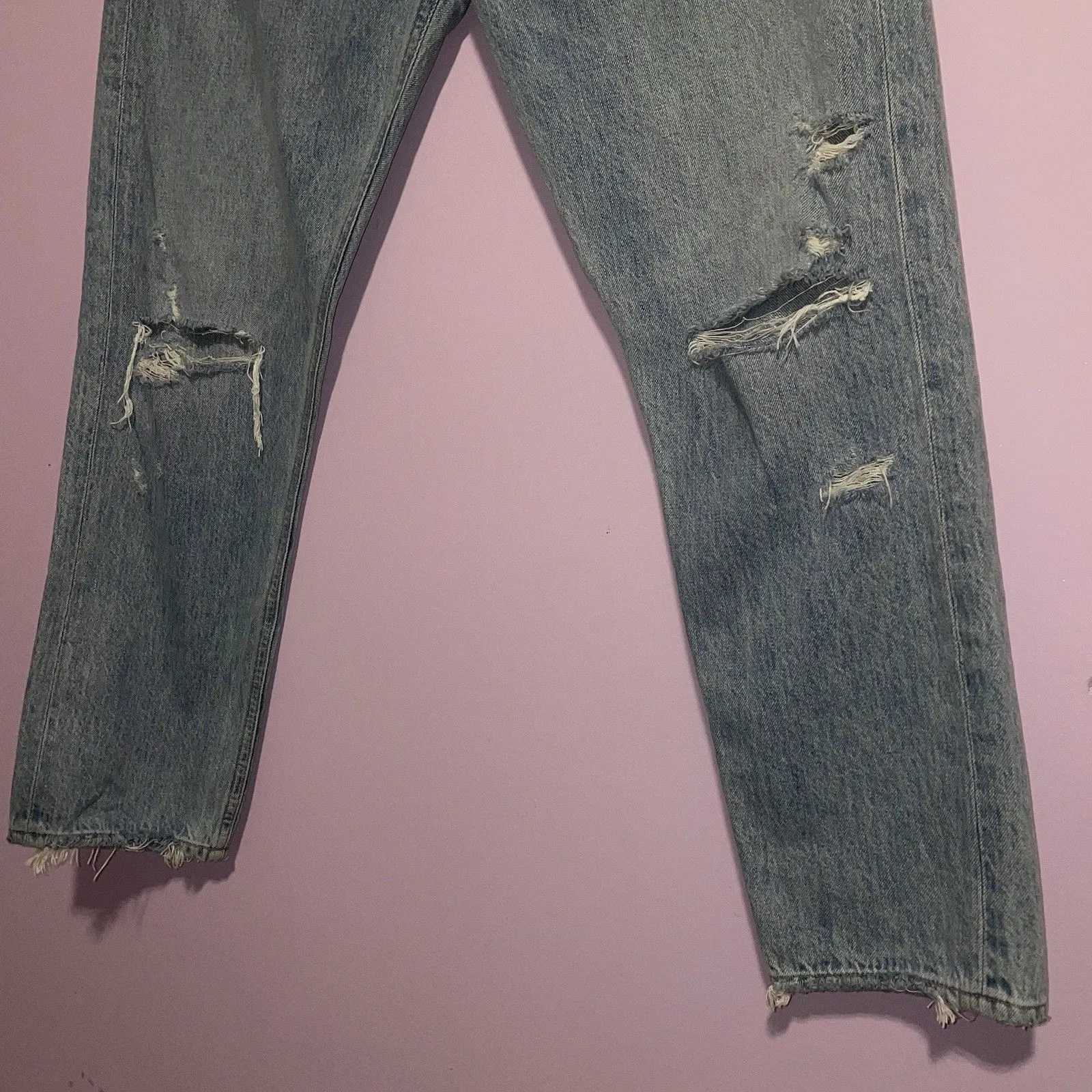 AGOLDE Jamie High Rise Classic Jeans Women Size 31 Distressed Light Wash - Image 4