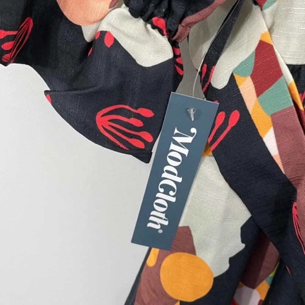 NWT Hutch ModCloth Let's Go Boho Black Long Sleeve Belted Maxi Dress Size 8 - Image 8