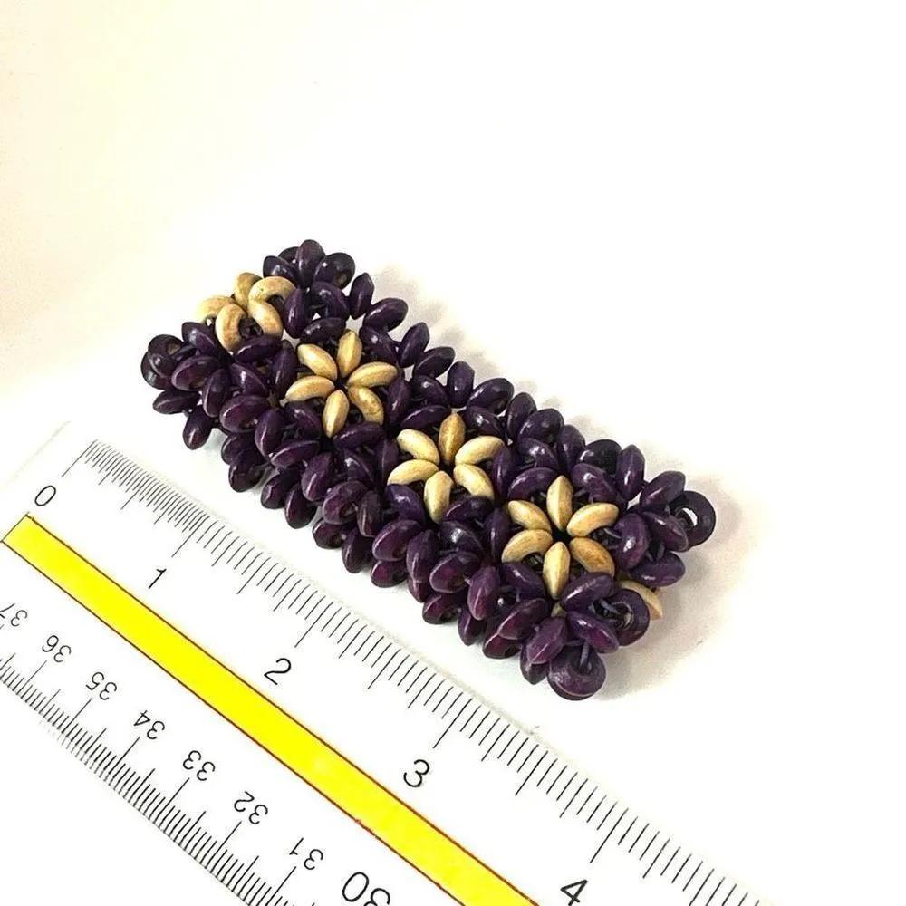 Purple and tan woven beaded bracelet - Image 4