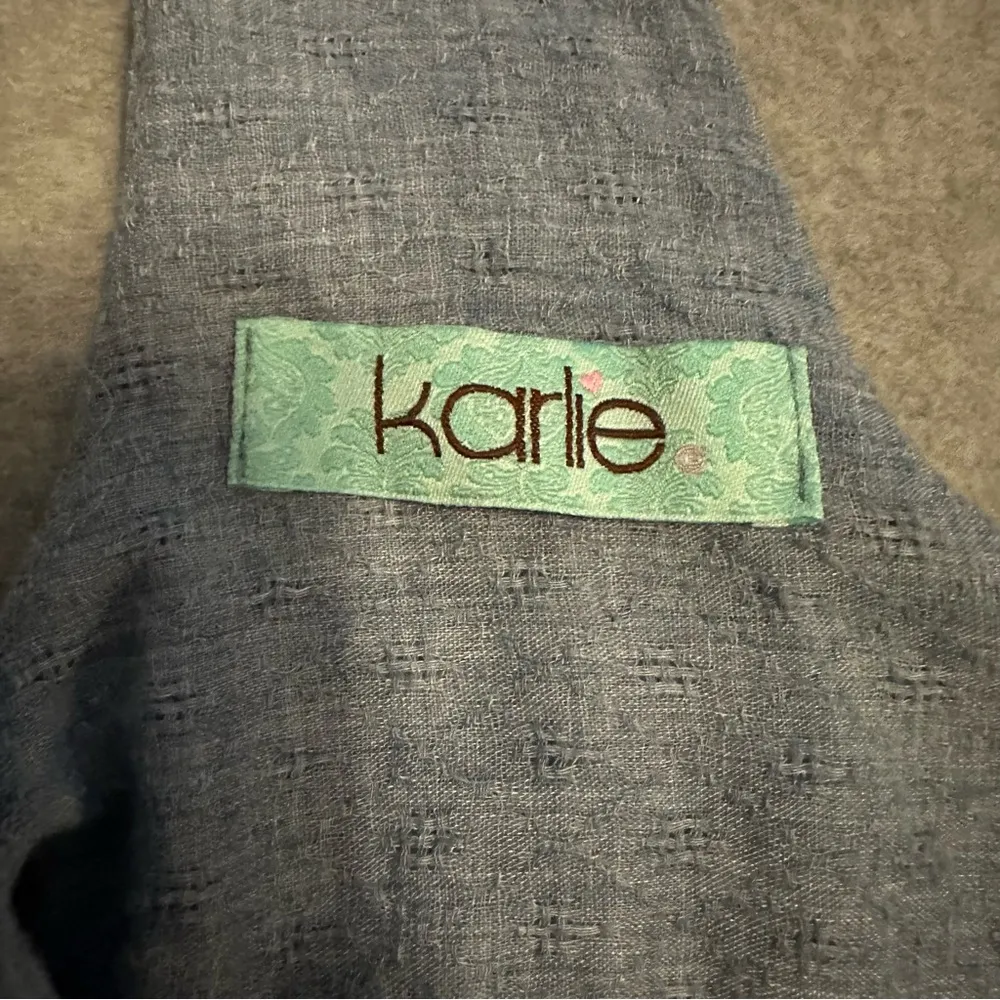 Karlie Women's Strappy Racer Top With Ruffled Hem Denim Color size M - Image 5