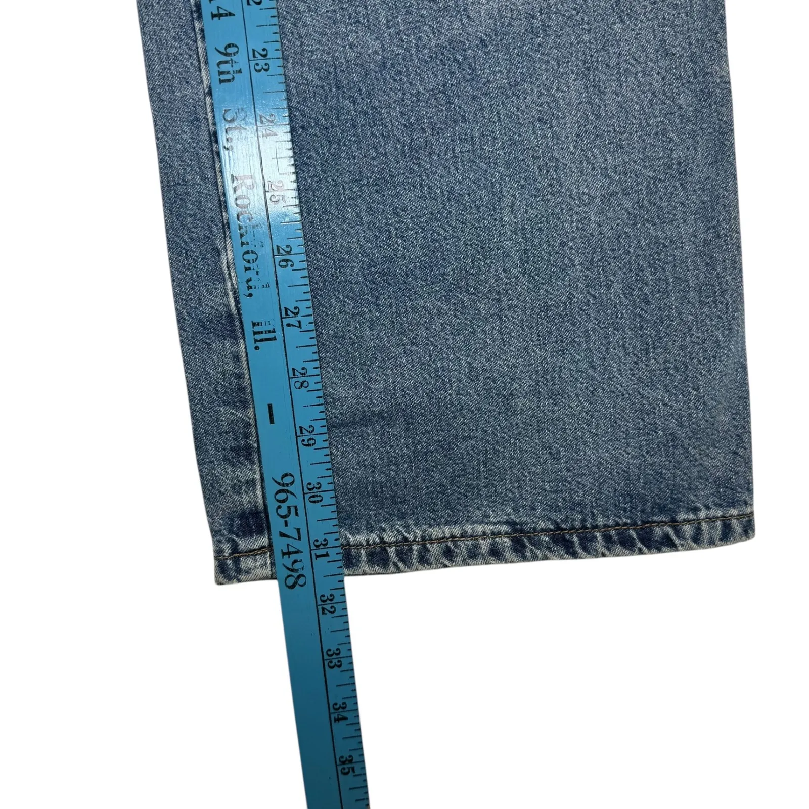 Vintage 90s Y2K Jeans Blue Denim Button Fly Flare Leg Throwback 13/14 - Image 9