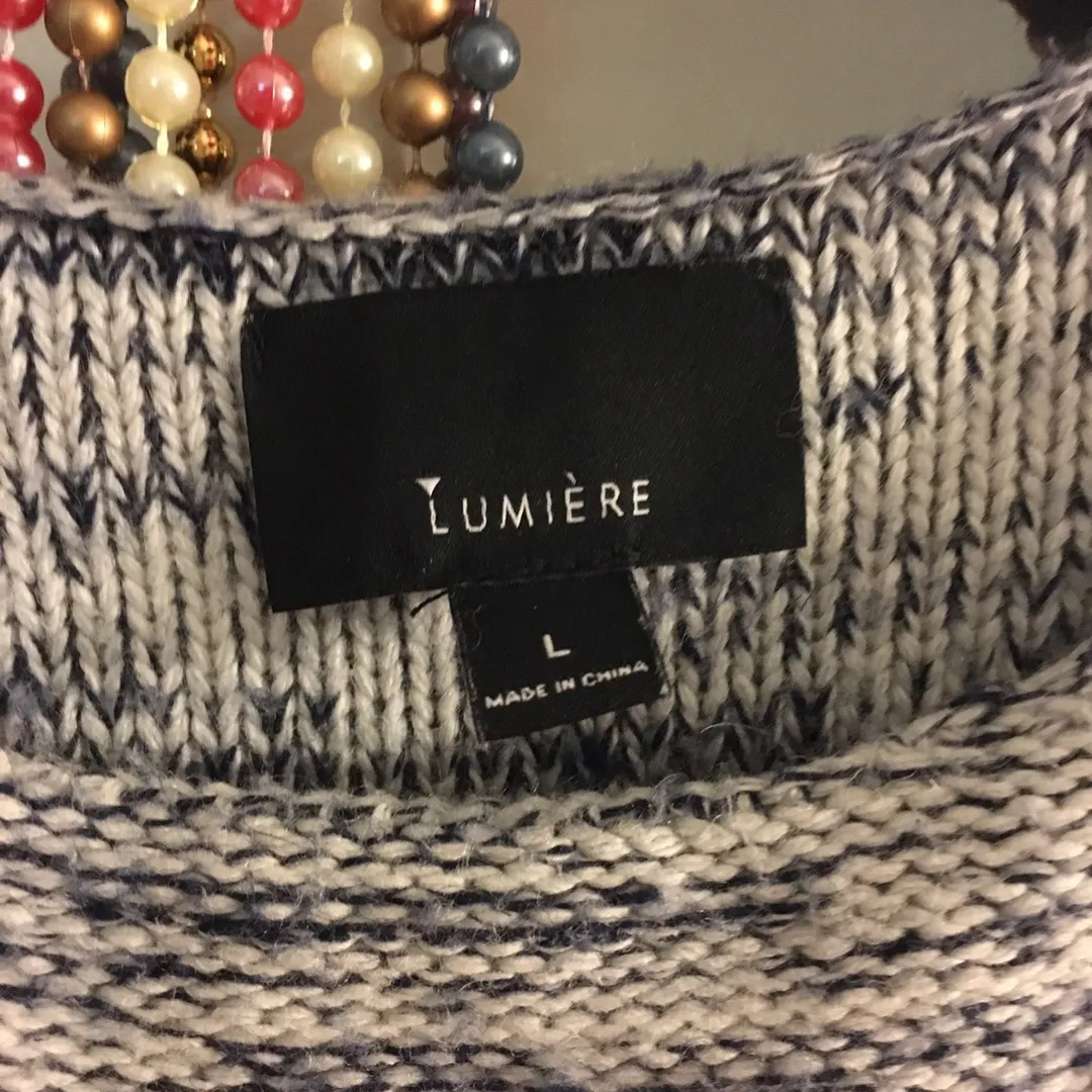 Navy And White Sweater Large - Image 2