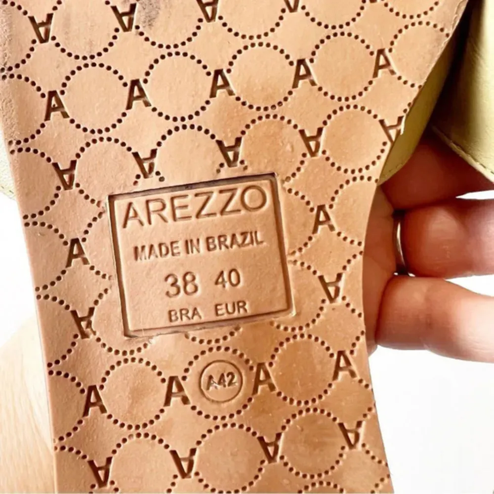 Arezzo Khaki Leather H Strap Flat‎ Sandal Slides Women’s Size 40 EU Summer Beach Tan - Image 4