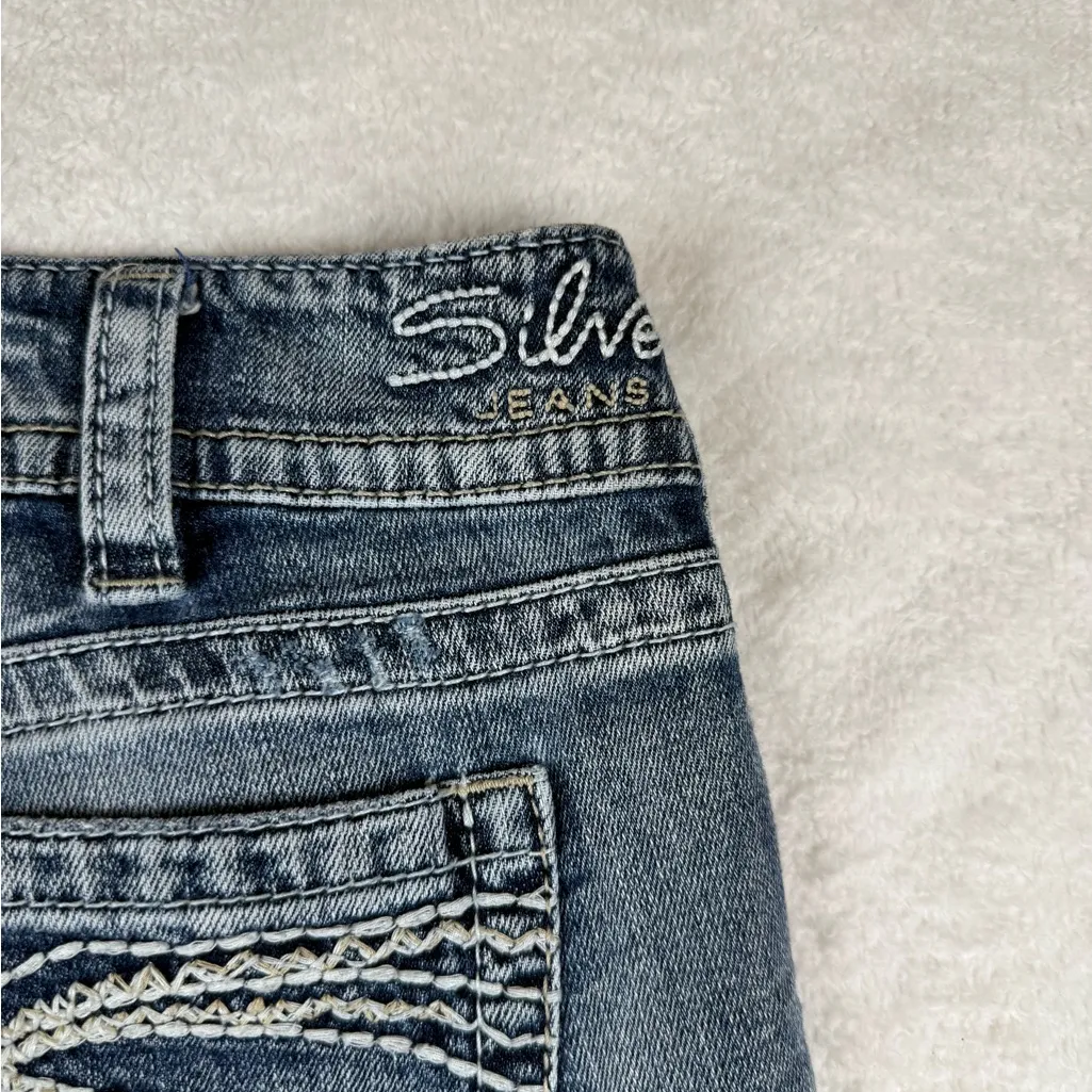 Y2K Silver Women’s Suki Flare Faded Western Boot Cut Denim Jeans Size 30x32 - Image 9