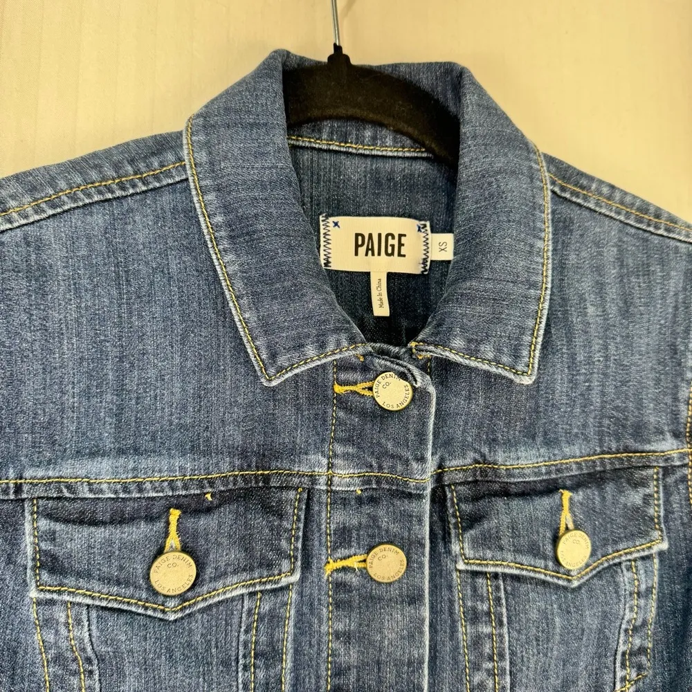 Paige Chantal Classic Fit Denim Jacket Medium Wash Blue Jean Women's Size XS - Image 3