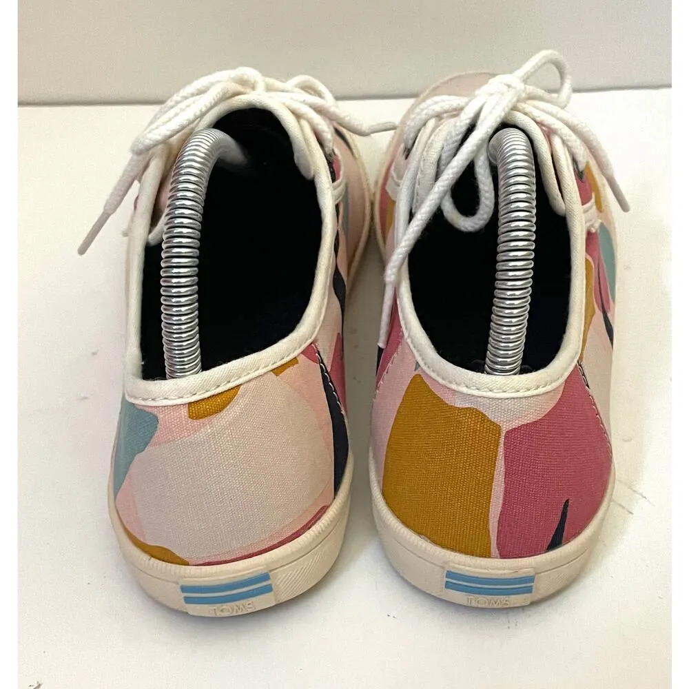 Toms Abstract Modern Art Color Block Canvas Sneaker Pink Size 8 - Image 3