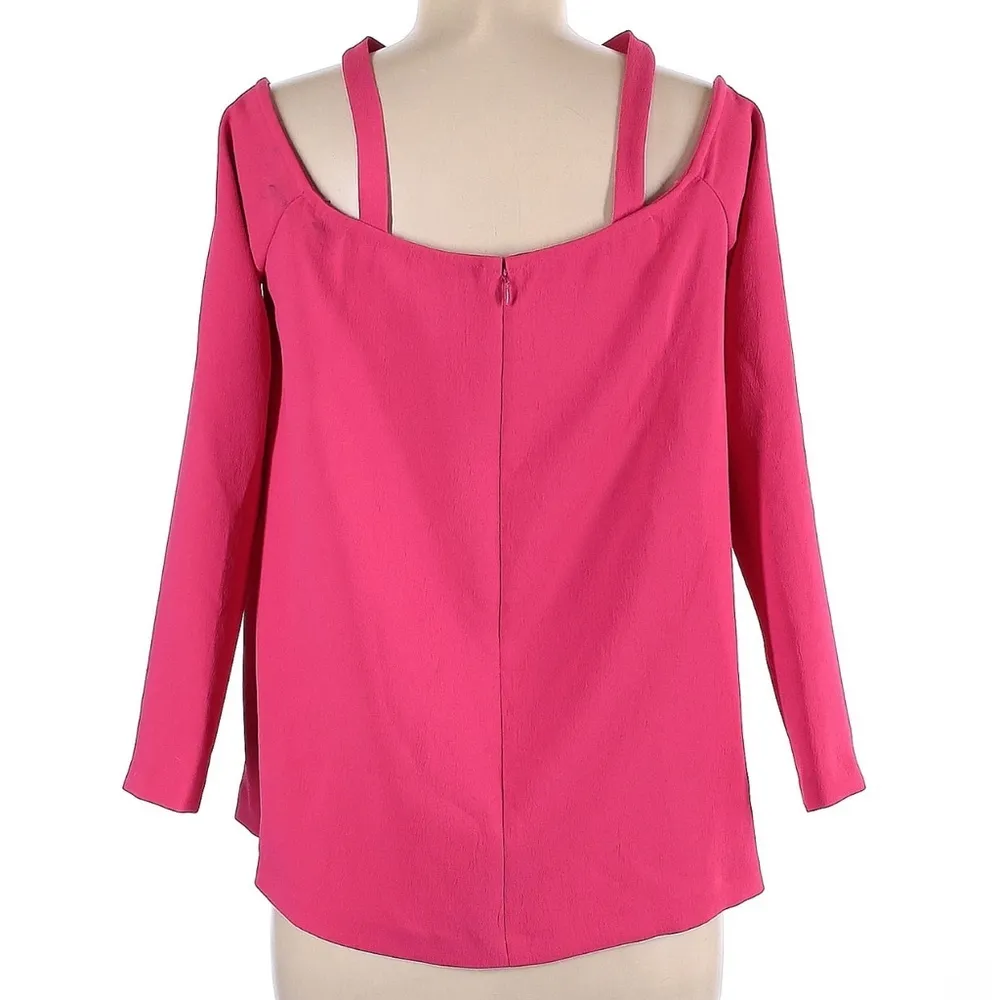 W by Worth Collection Vintage Barbie Pink Cold Shoulder Bow Neck Blouse Size 6 - Image 2