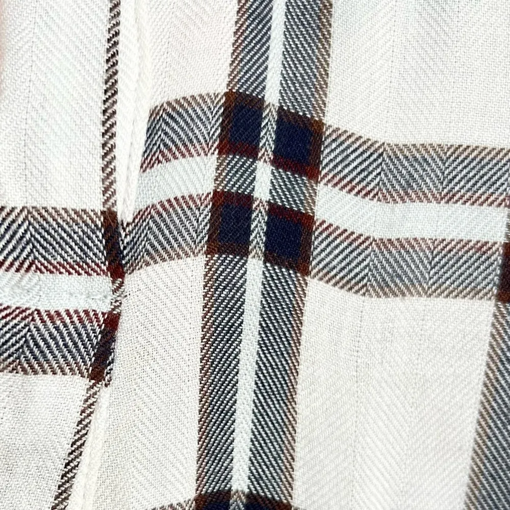 Rails sleeveless button down shirt plaid ivory blue brown medium - Image 2
