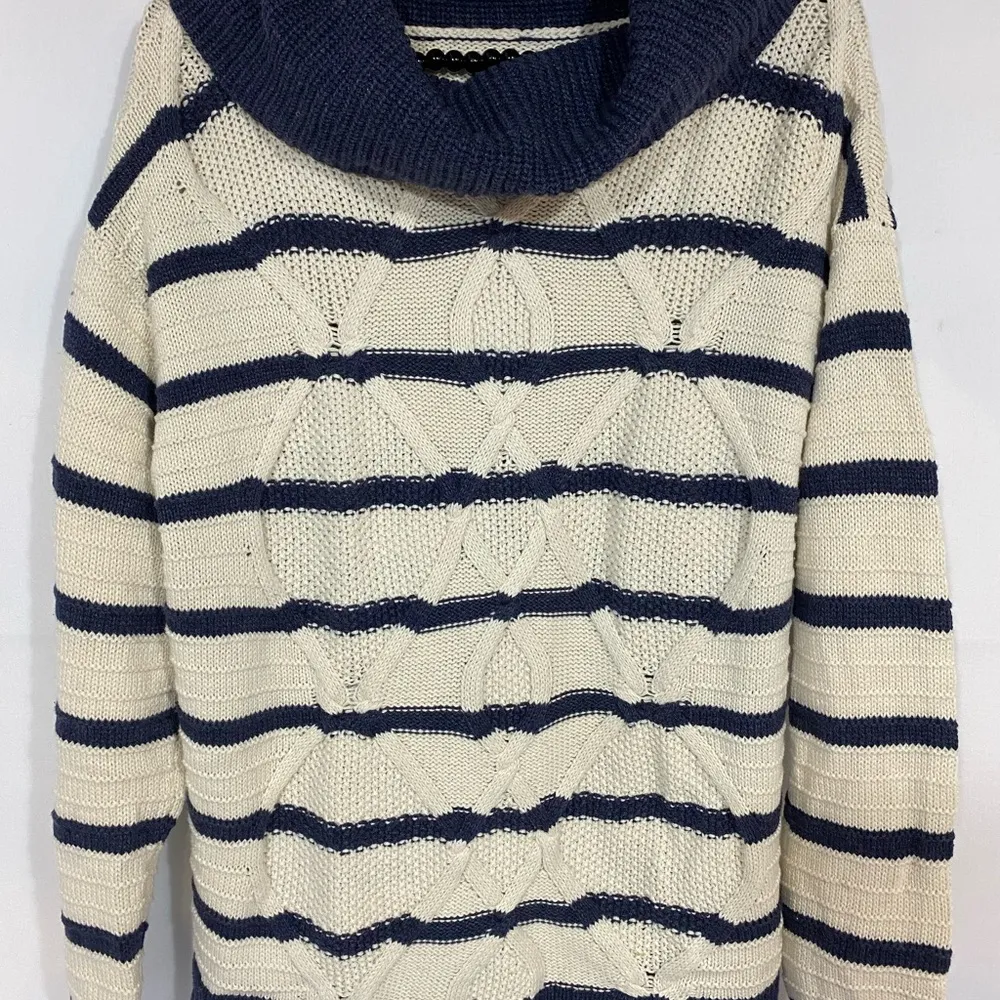 Chaps navy blue/white turtleneck striped sweater - Image 5