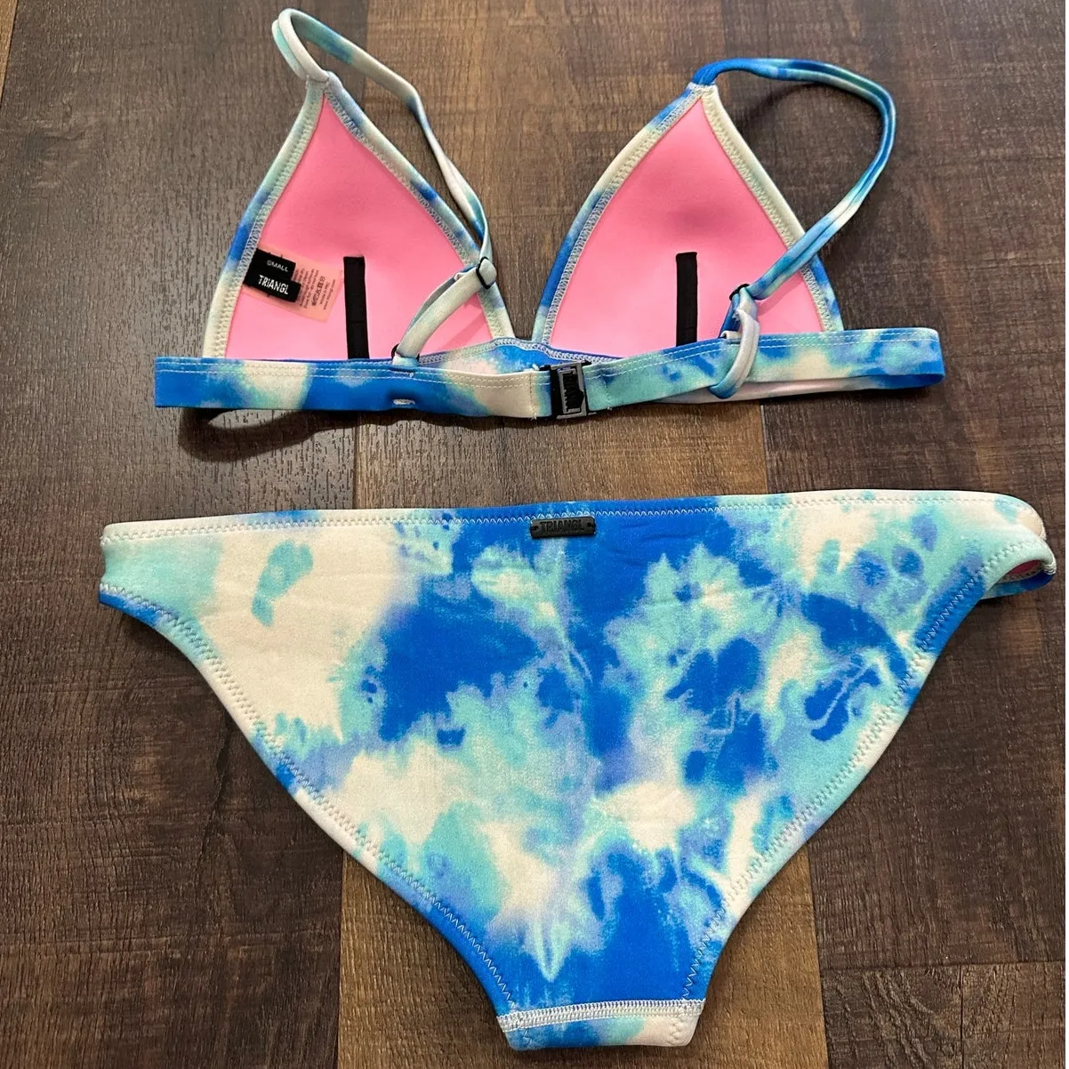 Triangl Blue White Tie Dye Bikini Set Women’s Swimwear Size Small - Image 8