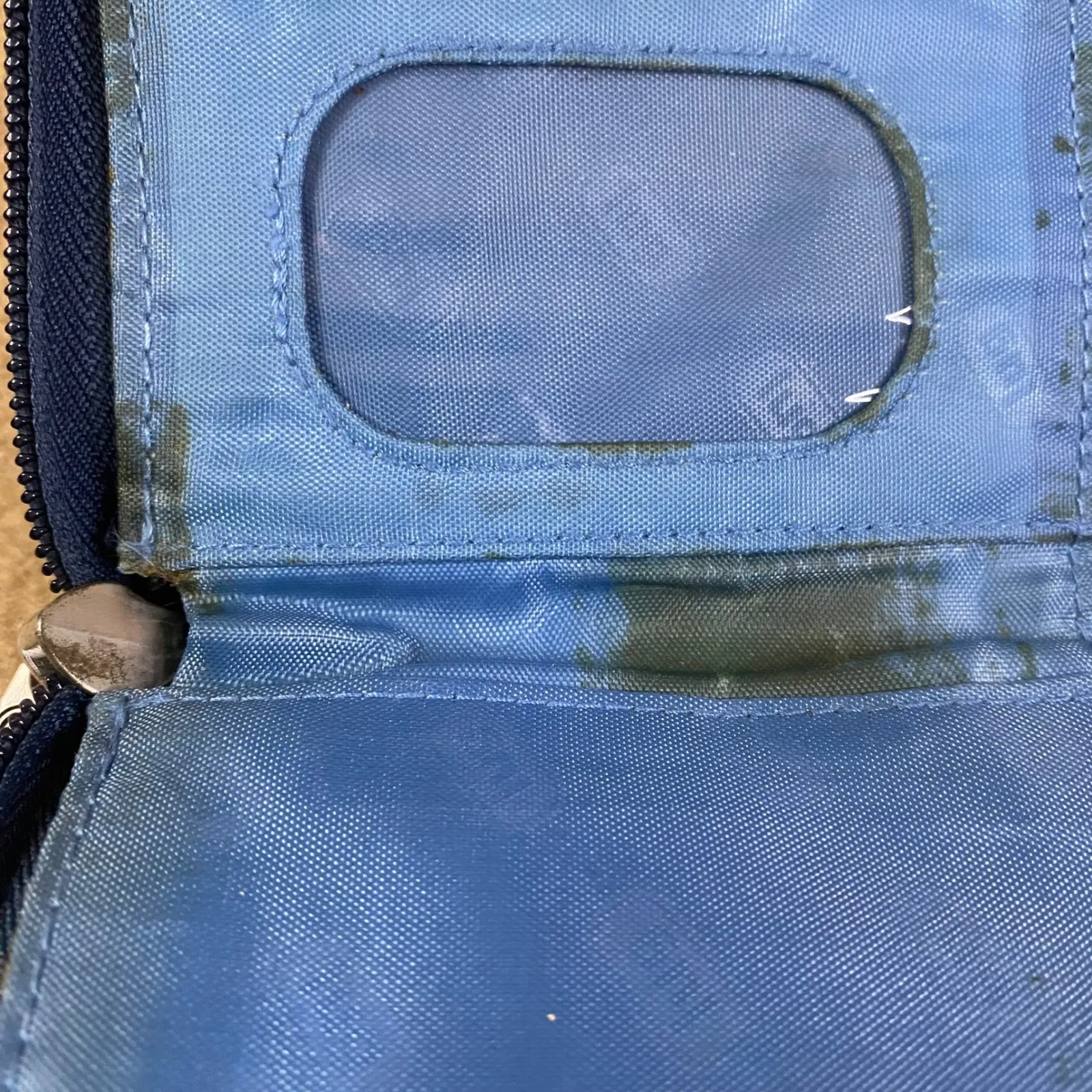 Vintage Lug Zip Around Wallet Blue Quilted Pocket Card Holder Organizer GUC*FLAW - Image 7