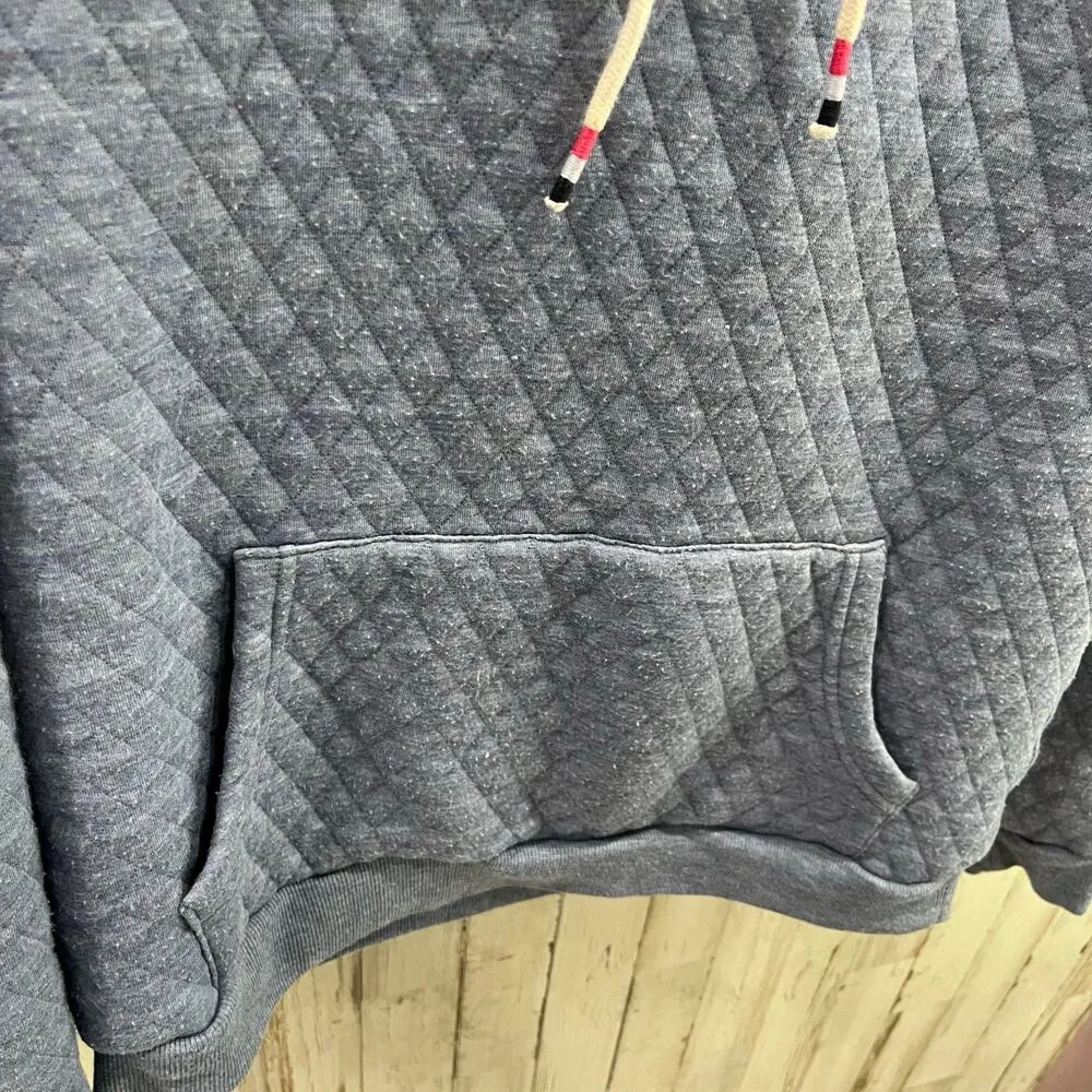 Marine Layer Women’s Blue Quilted Long Sleeve Pullover Hoodie Size Small READ - Image 2
