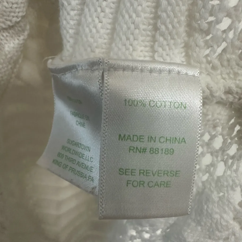 Lilly Pulitzer Knit Tank Top Small White Crochet Trim - Image 4