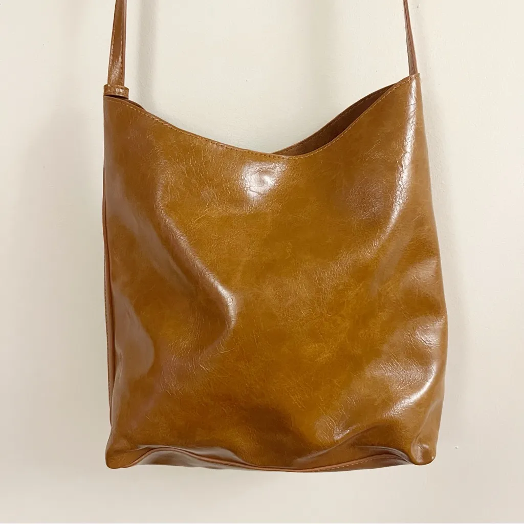 Antik Kraft Faux Leather Womens Crossbody Handbag Cognac Brown - Image 5