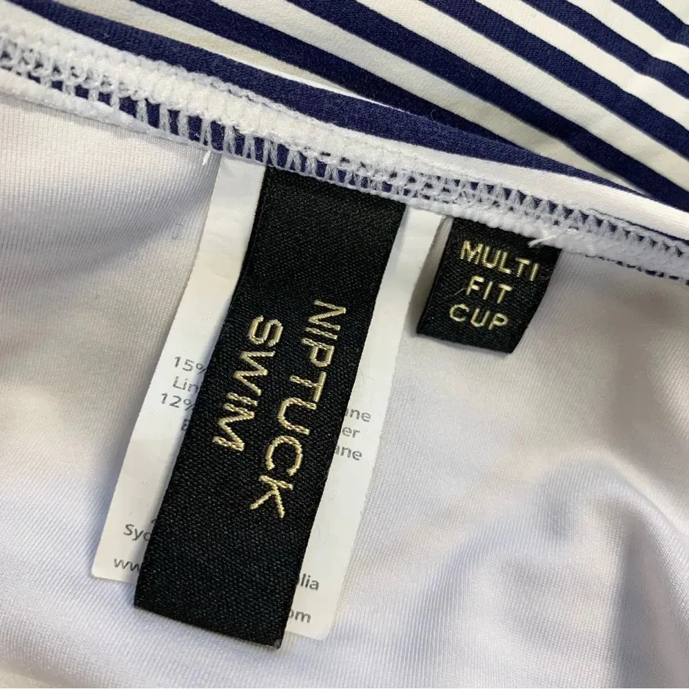 Nip Tuck Swim Sorrento Stripe Joanne One Piece Swimsuit Navy White Size 10 Blue - Image 13